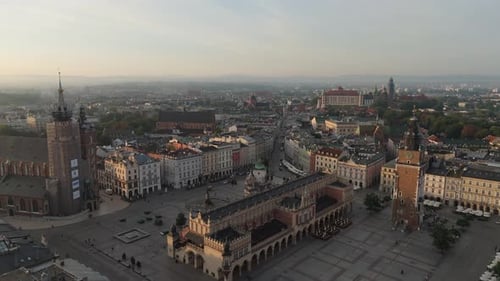 Aerial View of Town Hall Tower and Church of the Assumption of the Blessed Virgin Mary Bazylika