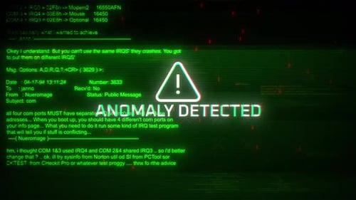 Anomaly Detected Attentions Screen Motion On Abstract Technology Background Green Color