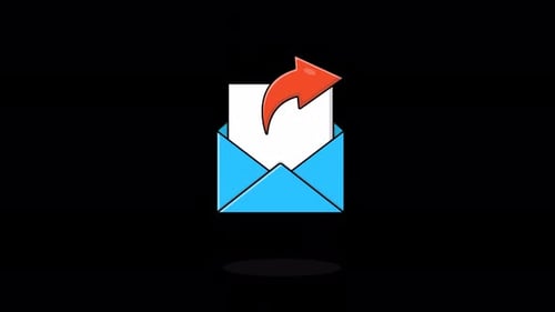 Animated Envelope with Paper and Arrow Sign. Sending Message Concept Video - Transparent