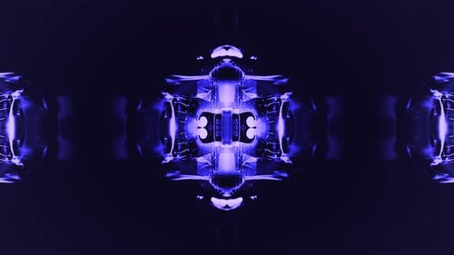 Purple robotic face glows in dark
