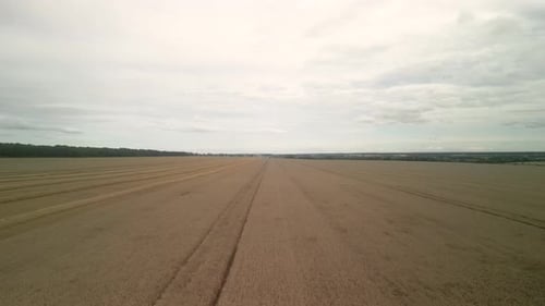Wheat field aerial view in Ukraine