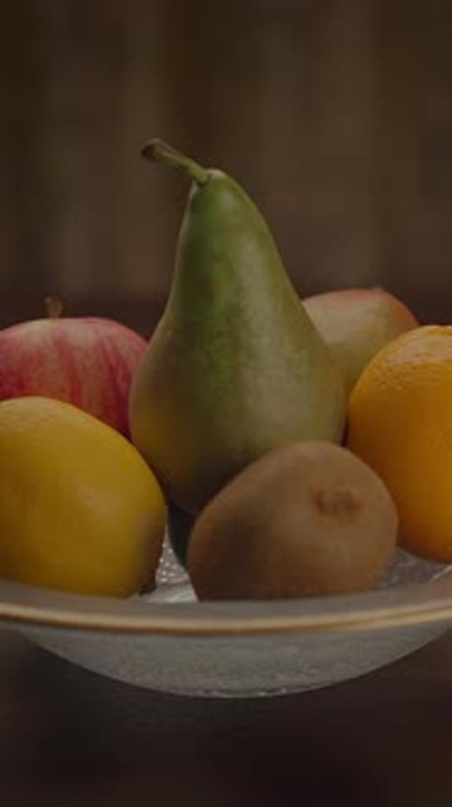 Fresh Fruit in a Glass Bowl Close Up