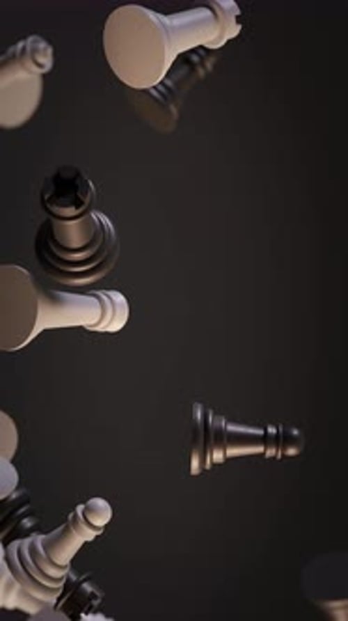 Chessboard pieces 3D animation video