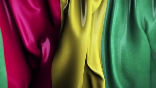 Realistic Waving Guinea Flag with Fabric Texture