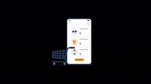 Animated E-commerce Shopping Experience on a Flat Design Smartphone