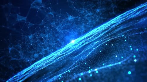 Futuristic Blue Particle Network Data Flow Background
