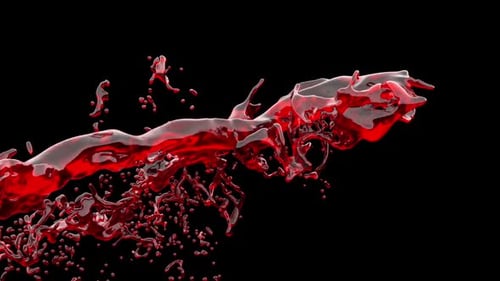 Dynamic Red Fluid Splash Overlay with Alpha Channel