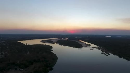 Zambezi River Sunset // Aerial View
