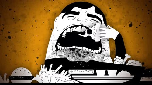 Sketch Animation of Man Eating Fast Food with Multiple Hands