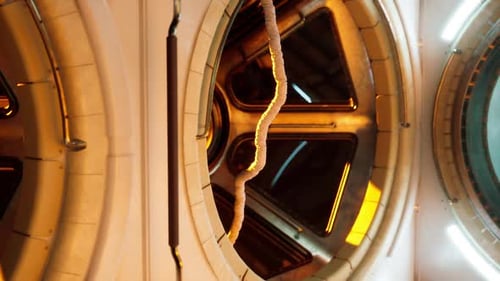 Exploration de l'intérieur complexe d'une station spatiale futuriste