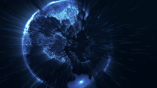 Futuristic Glowing Digital Earth Network Reveal
