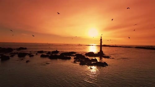 sunset over the Beach Amazing Orange Sunset