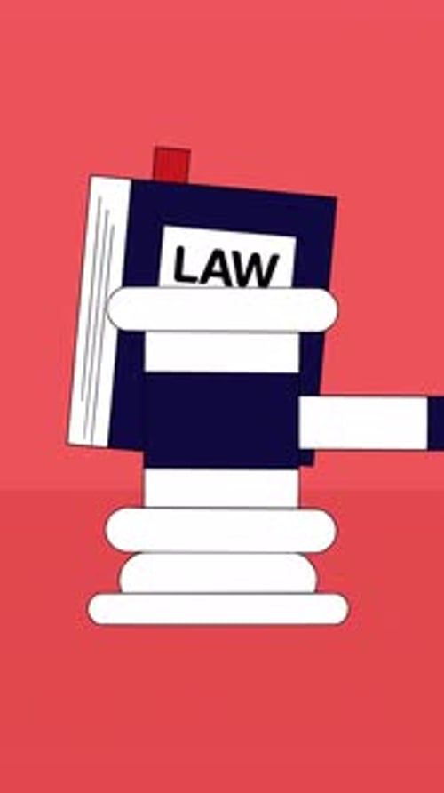 Flat Design Animated Law Book and Gavel