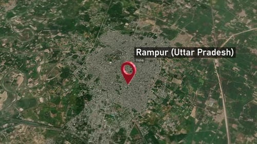 Rampur City Map Zoom (Uttar Pradesh, India) from Space to Earth