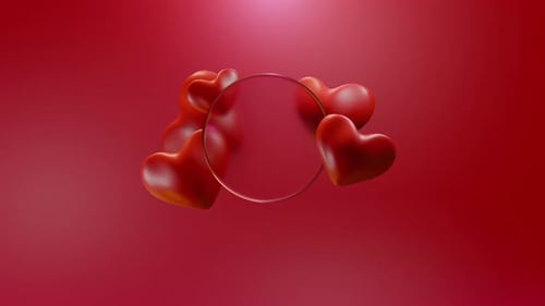 Coeurs de Saint-Valentin sur cadre en verre transparent flou