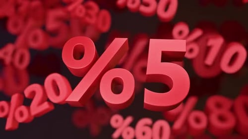 Red 3D Percentage Numbers Floating Background Animation