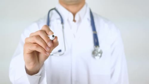Surgeon Doctor Writing on Glass