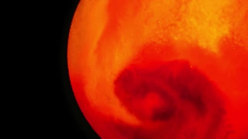 planeta rojo y verde abstracto con amplia superficie móvil