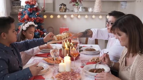 Family Christmas Gathering at Home Festive Meal