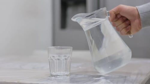 Close up of Pouring Water into Glass