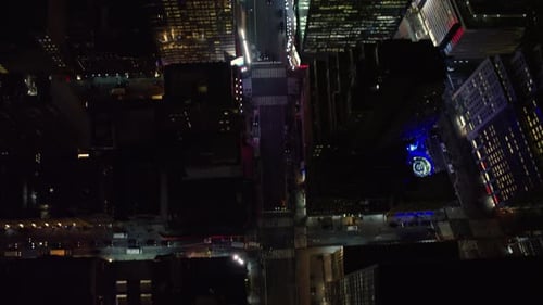 Top Down Aerial View of the Streets and Buildings in Downtown Manhattan,