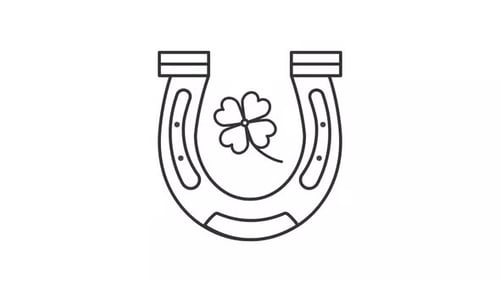 Animated Minimalist Lucky Horseshoe and Clover Icon