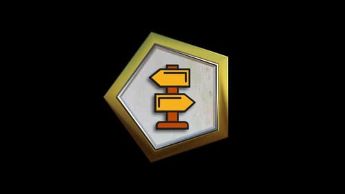 3D Animated Golden Direction Signpost Icon Loop