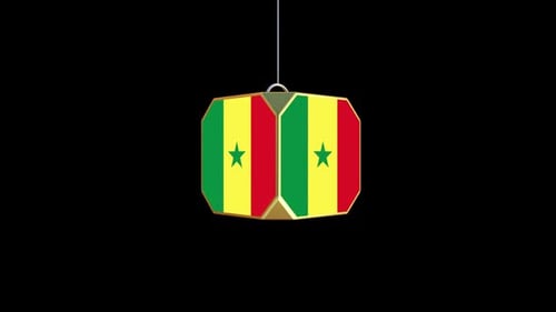 Senegal Flag Rotating 3D Ornament Decorative Element Animation