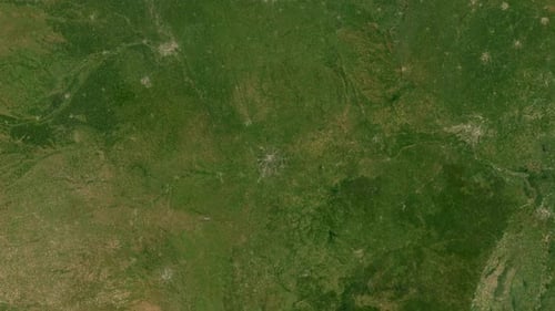 Earth Map Satellite Zoom with Location Label Reveal