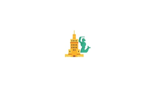 Animación de iconos de la ciudad de Varsovia