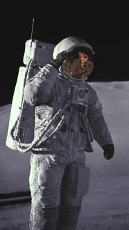 Astronaut Visor Shimmering on Moon Surface