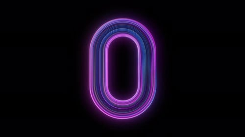Animated Neon Glowing Letter O Loop Graphic