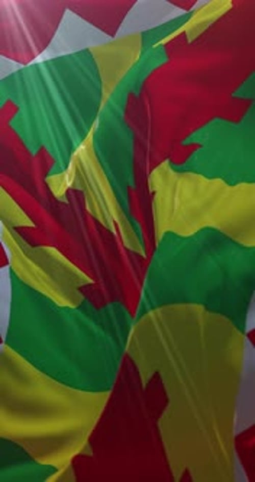 Realistic Grenada Flag Waving in Wind with Bright Sunrays