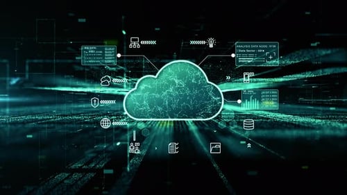 Futuristic Digital Cloud Computing Network Data Connections Background