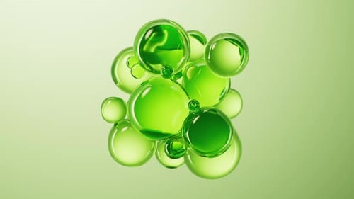 Transparent green liquid bubbles background
