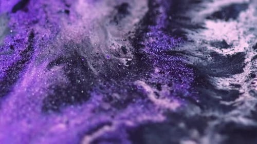 Ethereal Macro of Swirling Purple, Black, and White Liquid