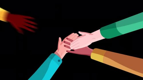 Group Of Overlapping Hands Alpha Channel 4K
