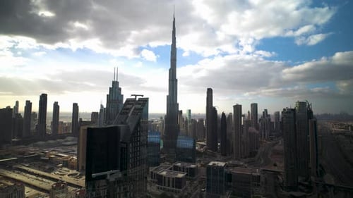 sunrise timelapse, downtown of Dubai, UAE.
