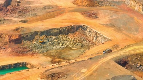 Quarry industry from an aerial view. Drone