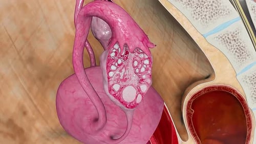 Detailed human female reproductive system anatomy