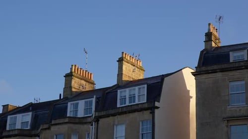 Georgian Structure In The City Of Bath, England - Low Angle Shot