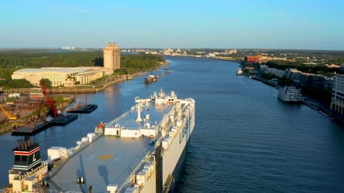 Savannah, Georgia / USA - August 27, 2019: Liberty Cargo Ship In