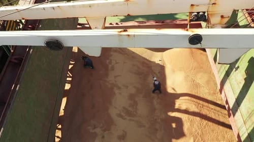 Aerial View of Grain Loading into Cargo Ship