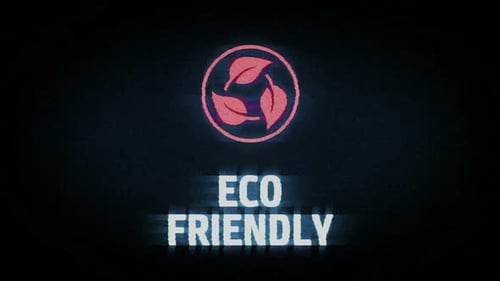 Símbolo ecológico en pantalla analógica estilo VHS