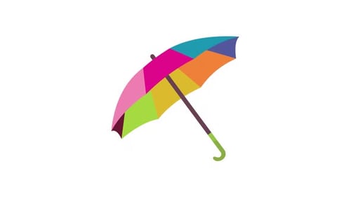 Flat Design Colorful Umbrella Opening and Closing Animation