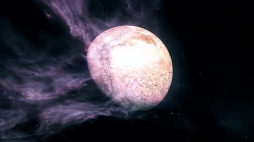 Abstract Cosmic Planet Rotating with Swirling Nebula