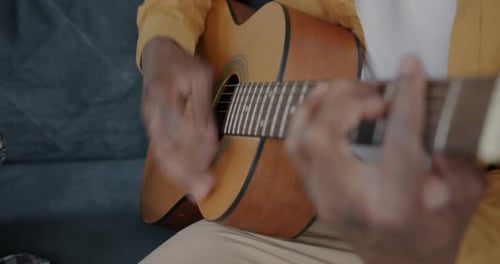 Acoustic Guitar Playing Close Up