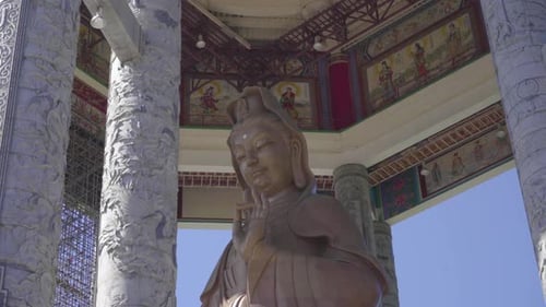 The Statue Of The Goddess Of Mercy, Kuan Yin, At The Entrance Of Kek Lok Si Temple In Penang Malaysi
