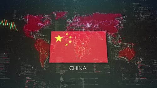 China Stock Market Chart Background With Flag