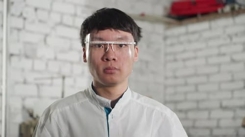 Close Up of Medical Worker Wearing Face Shield